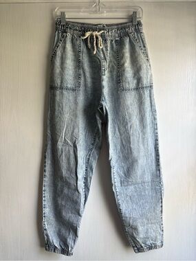 Light Wash Drawstring Denim Joggers